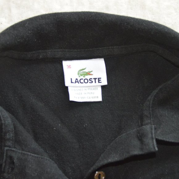 LACOSTE Black Cotton Polo - Picture 2 of 3